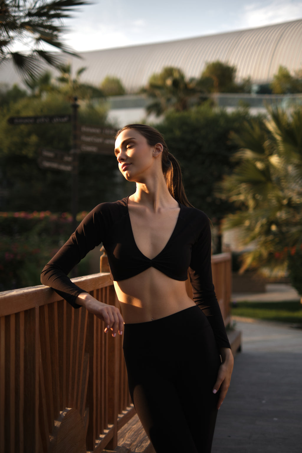 Sculpt Long-Sleeve Bra – Black